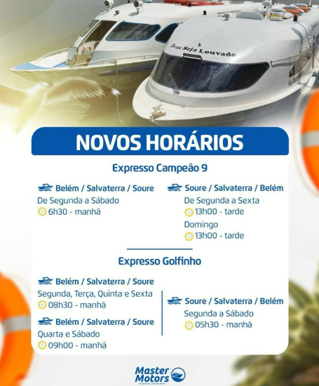 novos horarios master motors saida para ilha do marajo